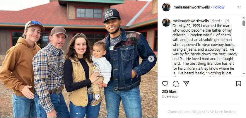 Brandon Blackstocks first wife Melissa honors him with emotional message