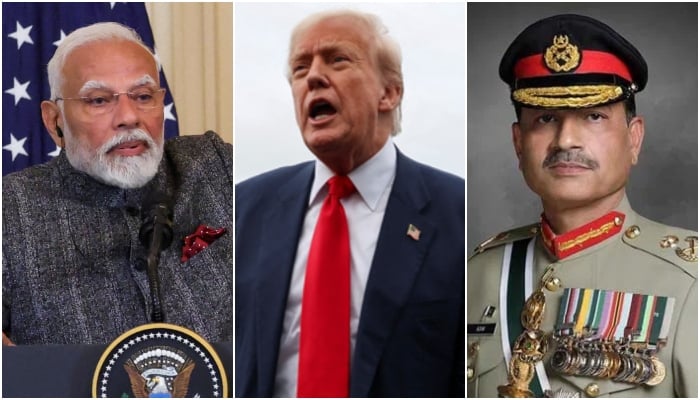 (From left) This combination of images shows Indian Prime Minister Narendra Modi, US President Donald Trump, and Pakistans army chief, Field Marshal Asim Munir. — Reuters/ISPR/File