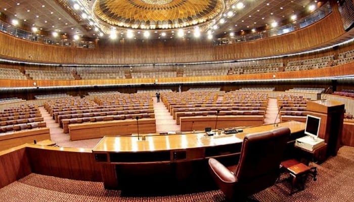 An undated image showing an overview of the National Assembly. — Radio Pakistan