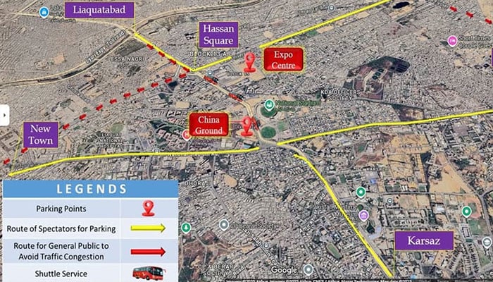 Traffic plan illustration issued by the Karachi Traffic Police. — Facebook@karachitrafficpoliceofficial