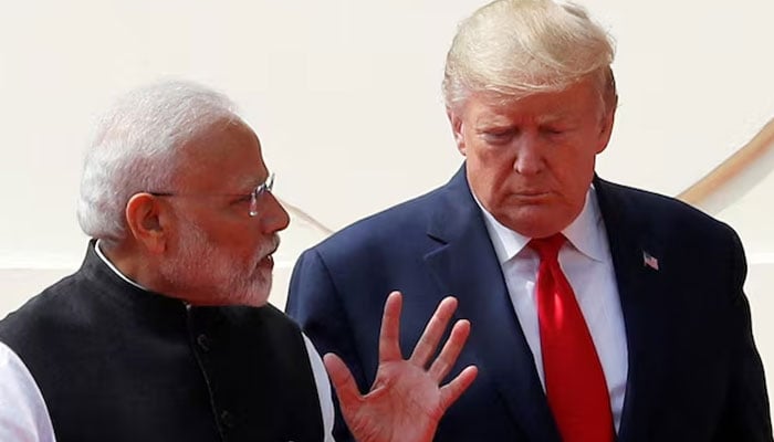 US President Donald Trump and Indias Prime Minister Narendra Modi talk as they arrive for a joint news conference after bilateral talks at Hyderabad House in New Delhi, India, February 25, 2020. — Reuters/File