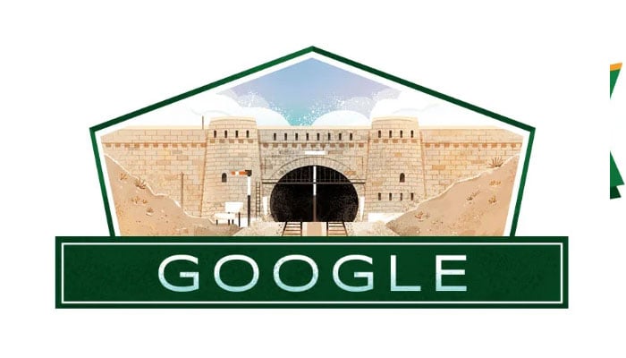 Google shared this doodle of the fortified eastern entrance of Pakistan’s historic Khojak Tunnel to mark the countrys Independence Day in 2020.  — Google/Screengrab