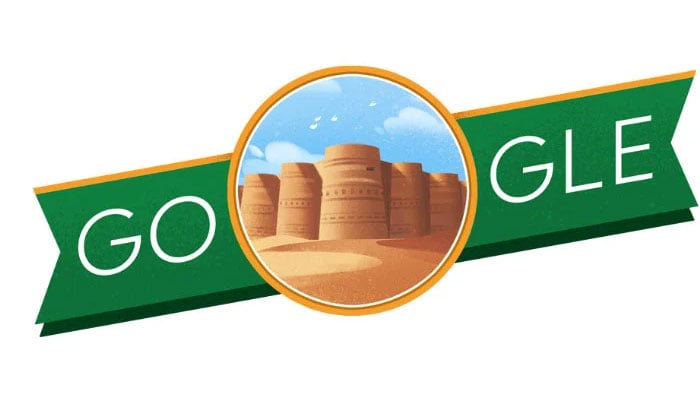 Google shared this doodle of Derawar Fort, Cholistan to mark Pakistans Independence Day in 2021. — Google/Screengrab