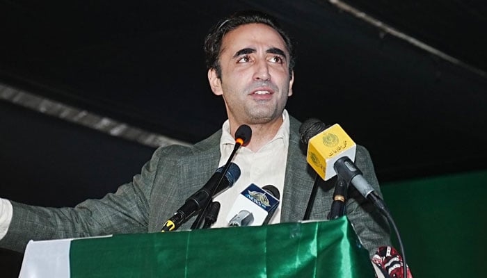 Pakistan Peoples Party (PPP) Chairman Bilawal Bhutto-Zardari speaking at the inauguration ceremony of the new Hub Canal near the city on August 13, 2025. — Facebook@Bilawalhouse