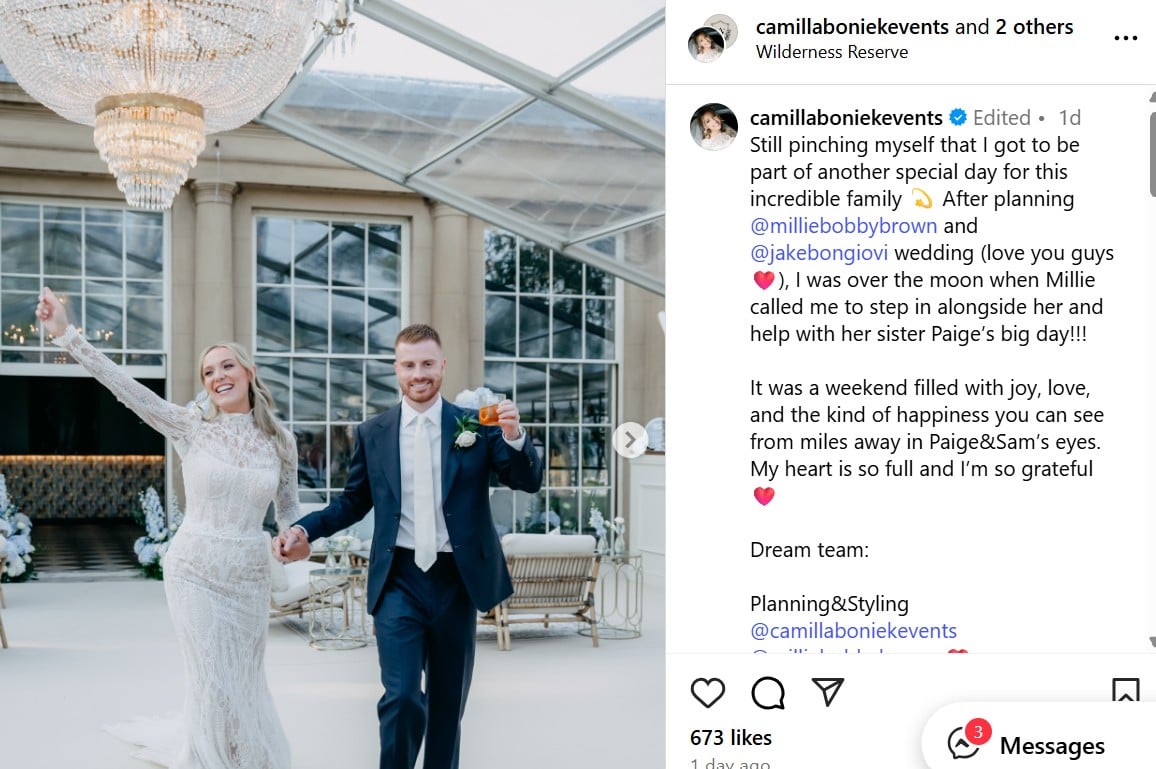 Millie Bobby Browns elder sister Paige ties the knot in intimate ceremony