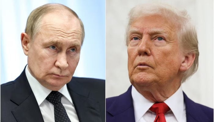 A combination picture shows Russian President Vladimir Putin during a meeting with Arkhangelsk Region Governor Alexander Tsybulsky in Severodvinsk, Arkhangelsk region, Russia July 24, 2025,and US President Donald Trump during a swearing-in ceremony for the interim US Attorney for the District of Columbia, Jeanine Pirro, at the White House in Washington, DC, US, May 28, 2025. — Reuters