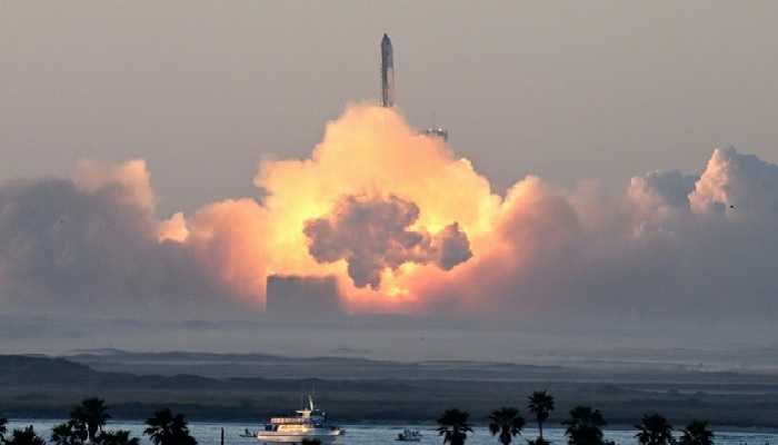The massive Starship rocket launches on a test flight from SpaceXs base in Texas, US. — AFP/File