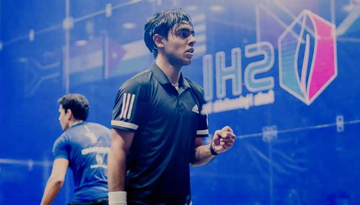 Pakistans Ashab Khan pictured during a Jones Creek Open Squash tournament match. — Reporter