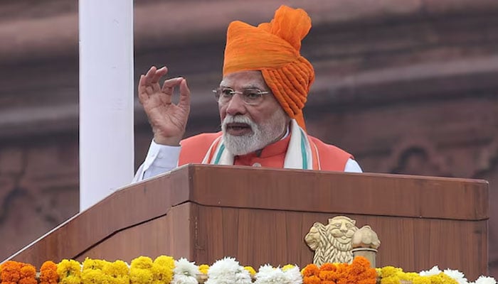 Indias Prime Minister Narendra Modi addresses the nation during Independence Day celebrations at the historic Red Fort in Delhi, India, August 15, 2025. — Reuters