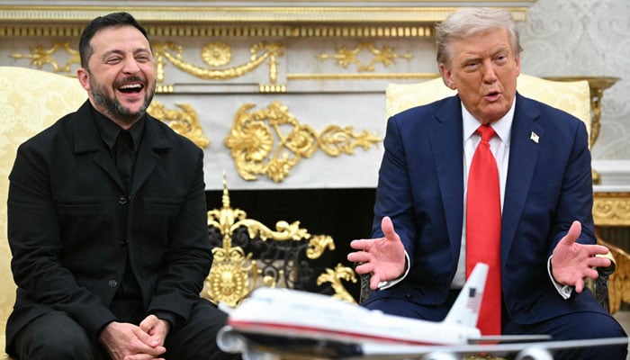 Ukrainian President Volodymyr Zelensky and US President Donald Trump participate in a meeting in the Oval Office of the White House in Washington, DC, on August 18, 2025. — AFP