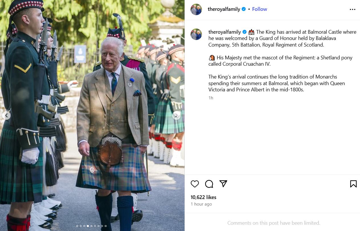 King Charles receives warm welcome at Balmoral Castle
