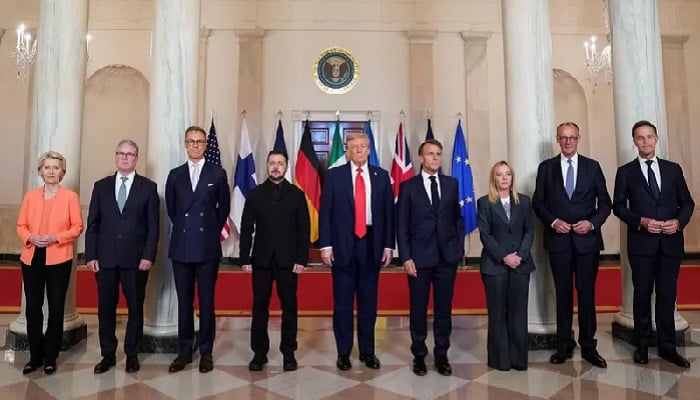 U.S. President Donald Trump meets with Ukrainian President Zelenskiy and European leaders at the White House, August 18, 2025. —Reuters