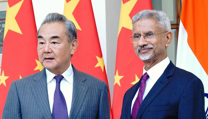 Chinese Foreign Minister Wang Yi (left) along with Indian Foreign Minister Subrahmanyam Jaishankar. — X@DrSJaishankar/File