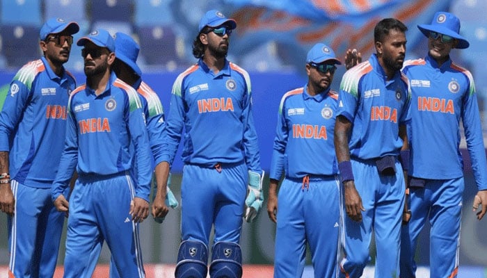 India team during Champions Trophy match aganist Pakistan at the Dubai International Cricket Stadium on Februar 23, 2025. — ICC