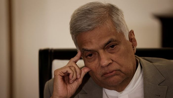 Sri Lankas former president Ranil Wickremesinghe gestures as he speaks during an interview with Reuters at his office in Colombo, Sri Lanka, May 24, 2022. — Reuters