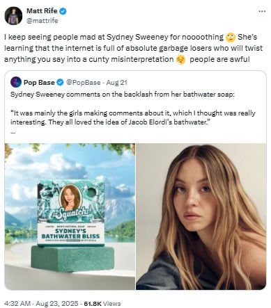 Sydney Sweeney gets support from Matt Rife amid controversial ads backlash