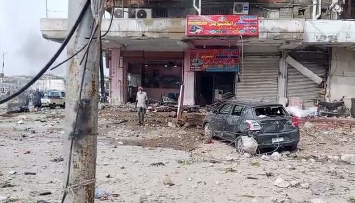 Aftermath of massive explosion at firecracker go-down at MA Jinnah Road, Karachi, on August 21, 2025. — Geo News