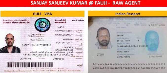 Documents of RAW agent Sanjay Sanjeev Kumar shown by CTD. — Geo News