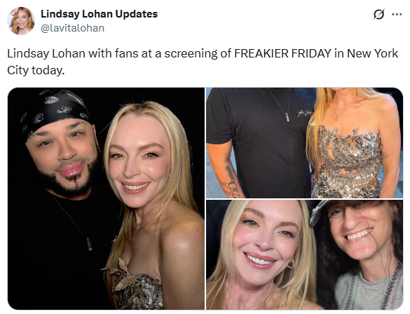 Lindsay Lohan stuns fans with surprise appearance at Freakier Friday screening