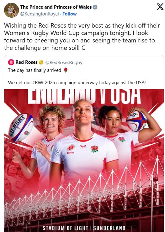 Kate Middleton breaks social media silence with special rugby message