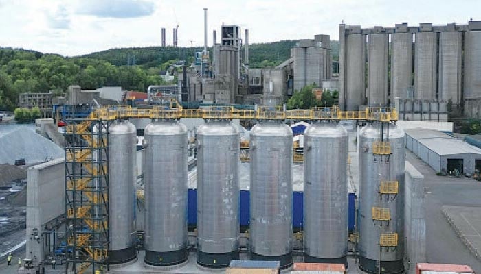 This undated image shows Carbon capture plant of cement manufacturer Heidelberg Materials at Brevik, Norway. — AFP
