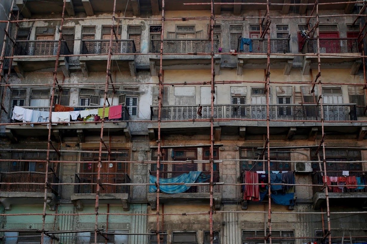 A photograph of a building being renovated in Karachi. — Reuters/File
