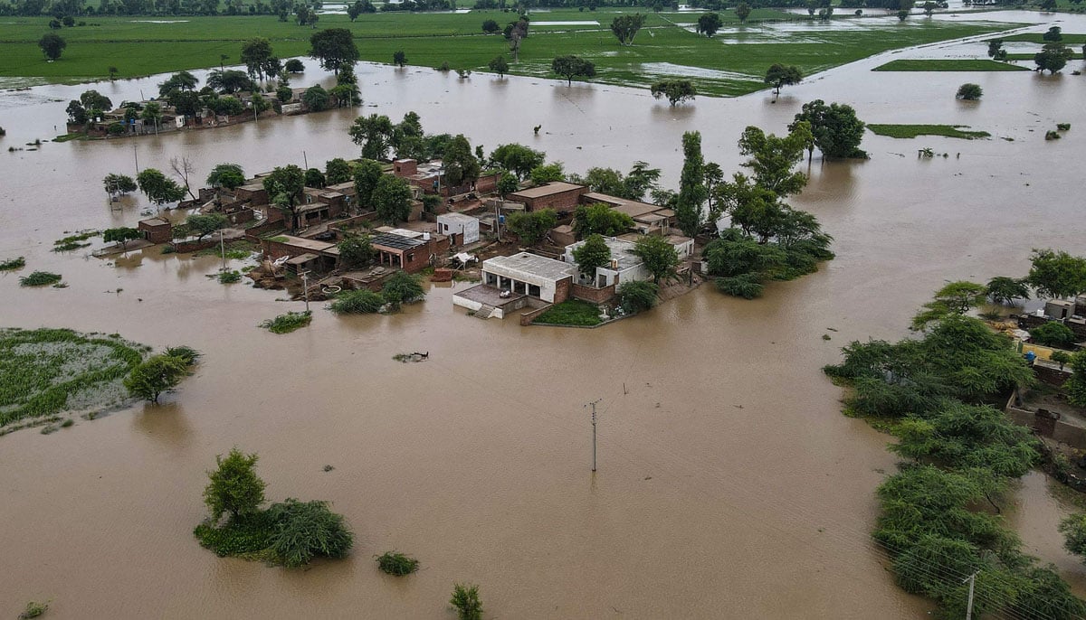 Villages submerged, rescue underway as Punjab reels under deluge 23 This aerial photograph shows partially submerged houses in the flood-affected area of Haqu Wala village in Pakistan´s Kasur district in this image released on August 27, 2025. — AFP