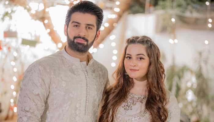 Pakistani celebrity couple, Aiman Khan and Muneeb Butt. — Instagram@aimankhan.official