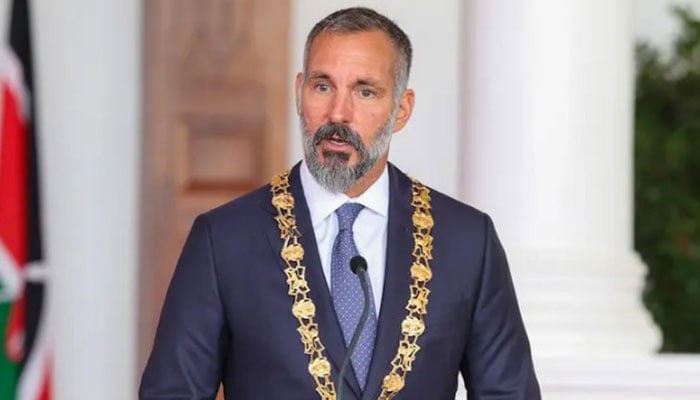 Prince Rahim Aga Khan V speaks during a ceremony  on August 26 2025. — AKDN website