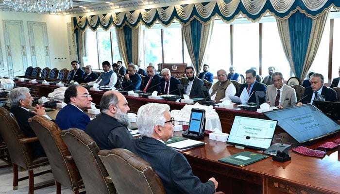 An undated photo of the federal cabinet in Islamabad. — Radio Pakistan/File