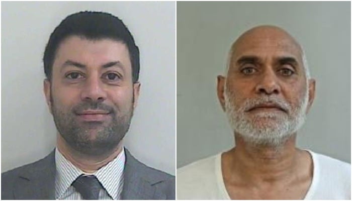 This collage of pictures shows British Asian clothing tycoon Arif Patel (left) and his co-accused Mohamed Jaffer Ali. — HMRC Press Office/File