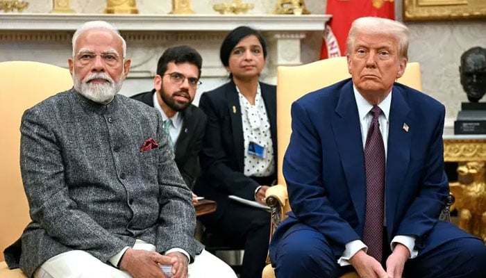 US President Donald Trump speaks with the press as he meets with Indian Prime Minister Narendra Modi in the Oval Office of the White House in Washington, DC, on February 13, 2025. — AFP