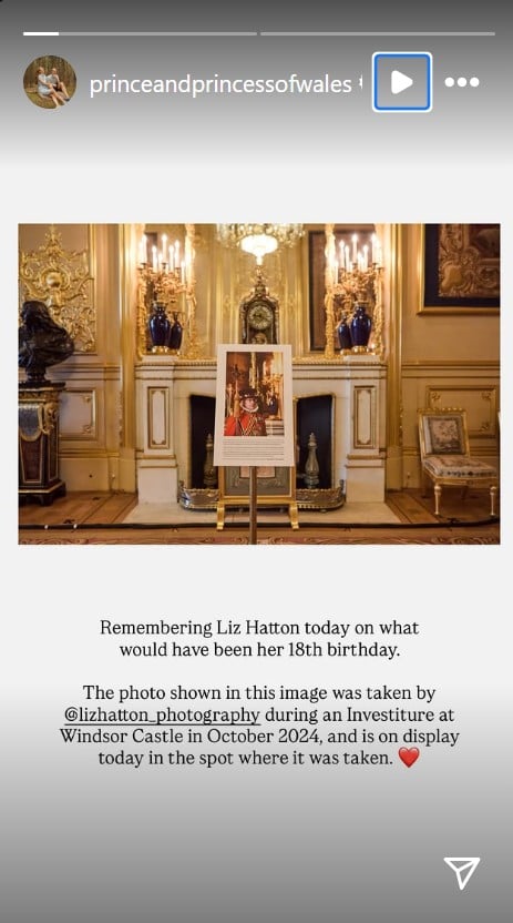 Prince William and Kate Middleton share moving photo in memory of Liz Hatton