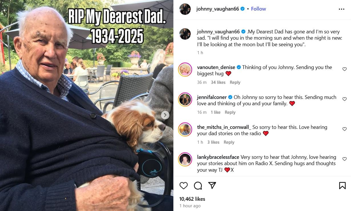 ‘The Big Breakfast star Johnny Vaughan announces tragic family death