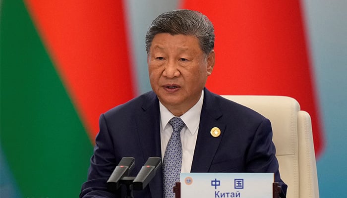 Chinese President Xi Jinping gives a speech during the Shanghai Cooperation Organization (SCO) Summit 2025 at the Meijiang Convention and Exhibition Centre in Tianjin, China, September 1, 2025. — Rueters