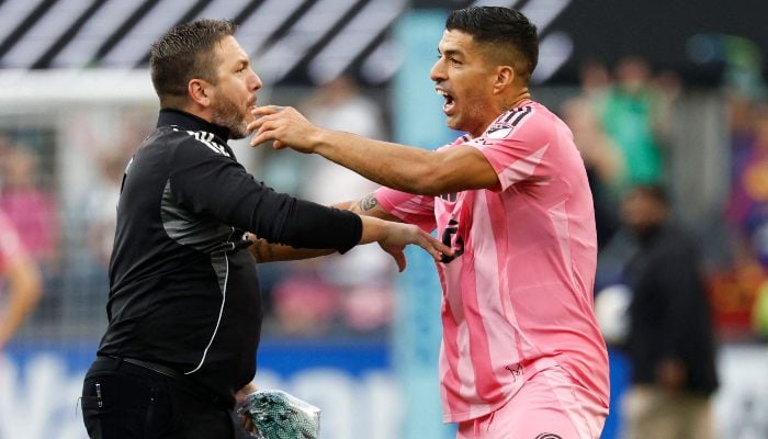 Luis Suarez of Inter Miami CF argues after the Leagues Cup Final match between Seattle Sounders and Inter Miami CF at Lumen Field on August 31, 2025 in Seattle, Washington, US. — AFP