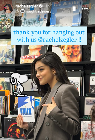 Rachel Zegler greets fans in old money look at London record signing event