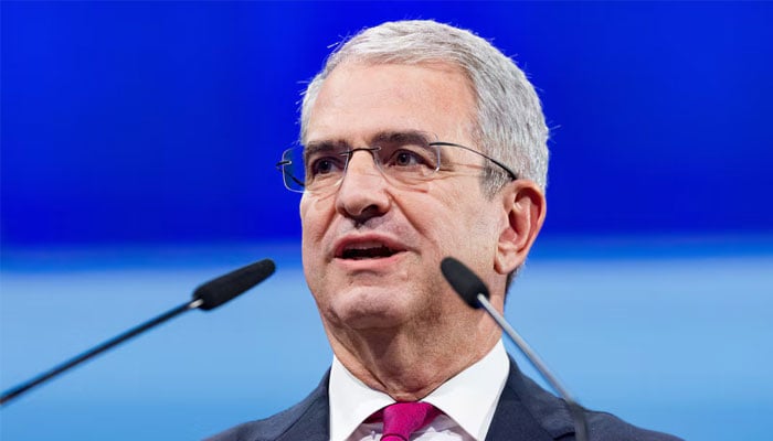 Nestle CEO Laurent Freixe addresses the Annual General Meeting of Nestle in Ecublens near Lausanne, Switzerland, April 16, 2025. — Reuters
