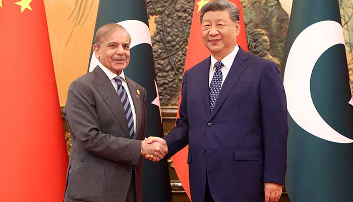 Chinese President Xi Jinping shakes hands with Pakistan Prime Minister Shehbaz Sharif at the Great Hall of the People, in Beijing, China, September 2, 2025. — Reuters
