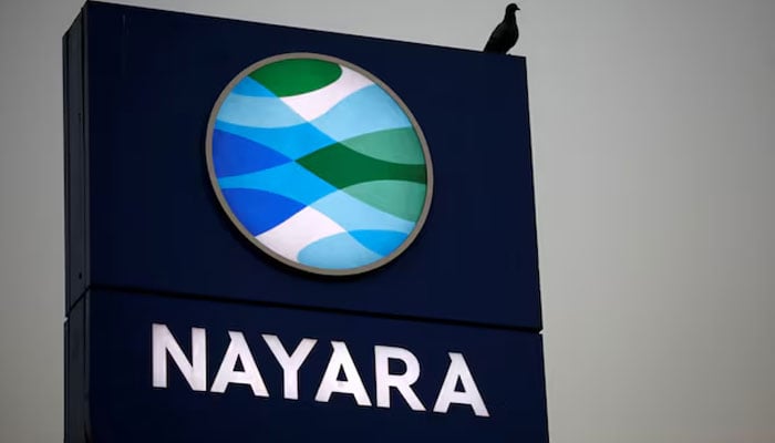 Logo of Nayara is seen at its fuel station on the outskirts of Ahmedabad, India, November 16, 2022. — Reuters