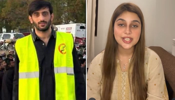 This collage shows social media influencer Samiya Hijab and Hassan Zahid, who is accused of attempting abduction. — Instagram/@_samiyashianz_