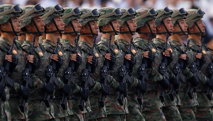 Joint Logistics Support Force stand during the rehearsal ahead of a military parade to mark the 80th anniversary of the end of World War Two, in Beijing, China, September 3, 2025. — Reuters