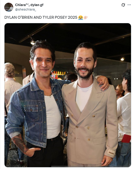 Dylan OBrien, Tyler Posey share emotional reunion at Twinless premiere