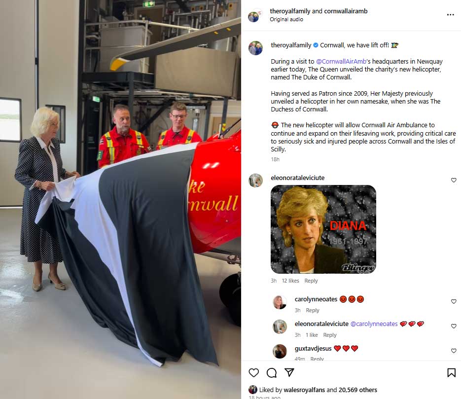 Queen Camilla trolled with Dianas pictures after Cornwall visit