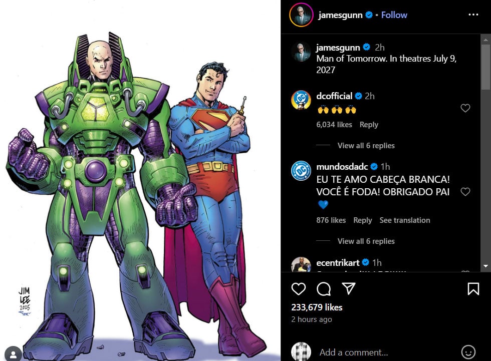 James Gunn announces Superman 2 to release in 2027