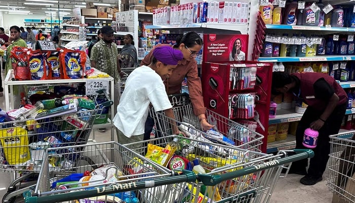 People shop for essential goods at a supermarket in Amritsar, India, May 9, 2025.— Reuters