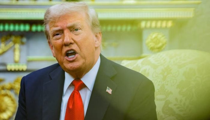 US President Donald Trump reacts as he and the President of Poland Karol Nawrocki (not pictured) meet in the Oval Office at the White House in Washington, DC, US, September 3, 2025. — Reuters