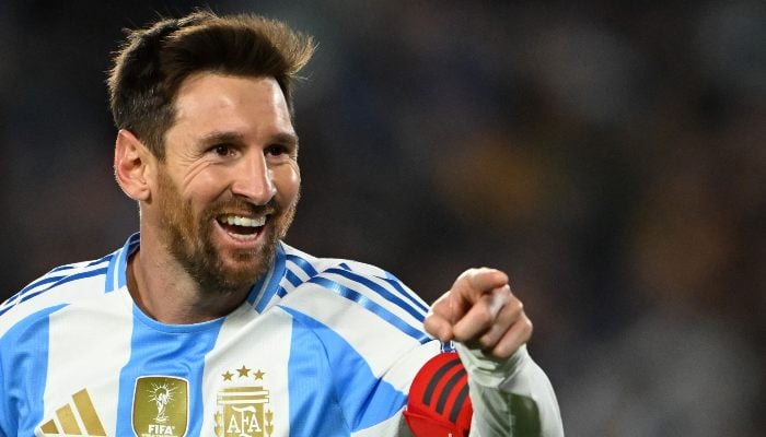 Argentina´s forward #10 Lionel Messi celebrates after scoring his second goal during the 2026 FIFA World Cup South American qualifiers football match between Argentina and Venezuela at the Mas Monumental stadium in Buenos Aires on September 4, 2025. — AFP
