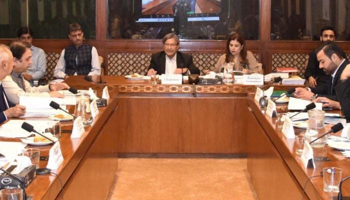 The Senate Standing Committee on Law and Justice is seen in progress chaired by Senator Farooq Hamid Naek on September 4, 2025. — Facebook@Pakistansenate