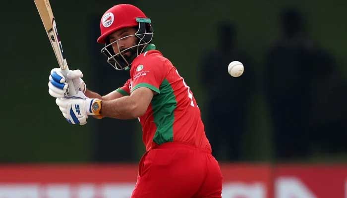Omans Jatinder Singh of Oman plays a shot during the Mens Cricket World Cup Qualifier Zimbabwe 2023 match against Sri Lanka at Queen’s Sports Club on June 23, 2023 in Bulawayo, Zimbabwe. — ICC